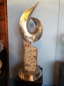Rising; Stainless Steel, Stone; 36"x14"x10"; $3,600
