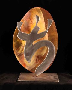 CHI Kanji; Stainless Steel, Heat-Treated & Clear-coated Copper, - 1/4" x 7" x 9" - $250
