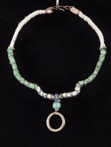 Brass Ring; Brass, Jade, Hemp-wrapped wire - $65
