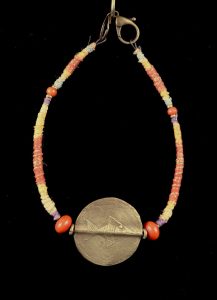 Flounder Shield; Bronze, Stone Beads, Hemp wrapped wire - $140