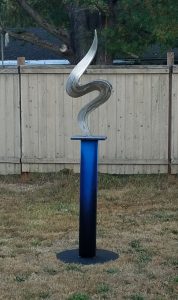Blue Flame; 2020; Stainless Steel,Painted Steel; 7'x2'x2'; $3,200