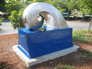 Blue Wave: Spiral III @ Gallery Without Walls, Stainless Steel & Powder-Coated Steel; 6'H x 6'W x 4'D; $15,000 - SOLD