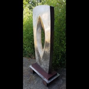 Invision III; 2019; Stainless Steel, Brazillian Rosewood, Steel; 5'10" x 30" x 15"; $8,200